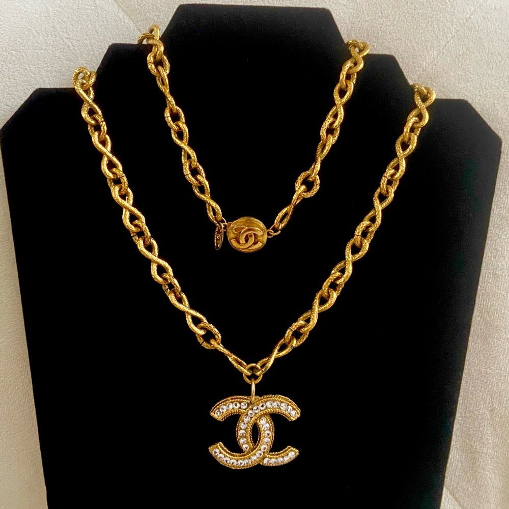 Chanel 24K Gold Plated Chain Long Necklace with Pendant - Picture 2 of 10
